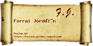 Forrai Jordán névjegykártya